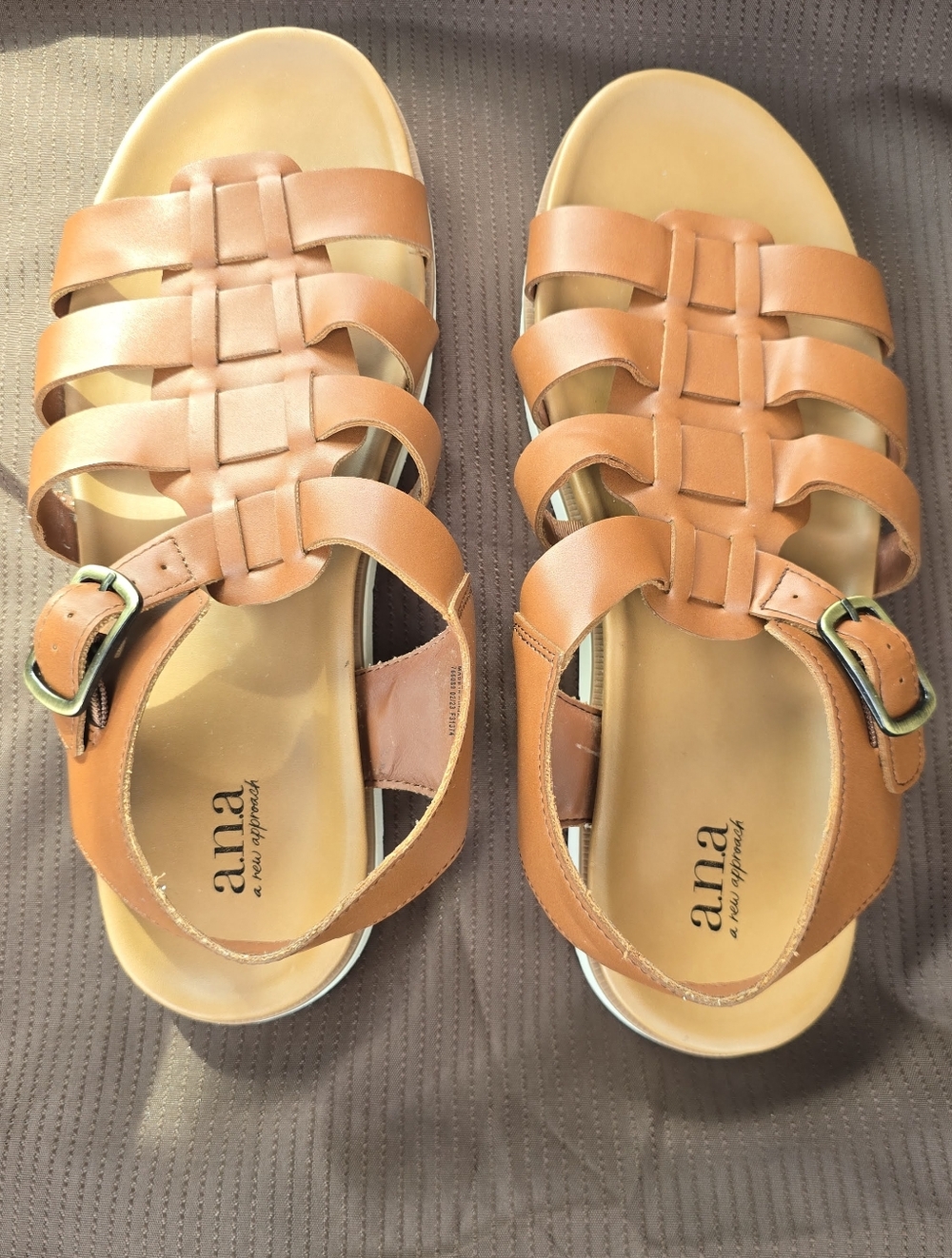 a.n.a By a Tan Vegan Gladiator Style Sandals With A Buckle Size 9.5
